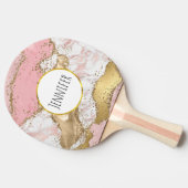 Luxe Roos Goud Roze Marmeren Ontwerp Tafeltennisbatje (Zijkant)