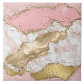 Luxe Roos Goud Roze Marmeren Ontwerp Tegeltje (Voorkant)