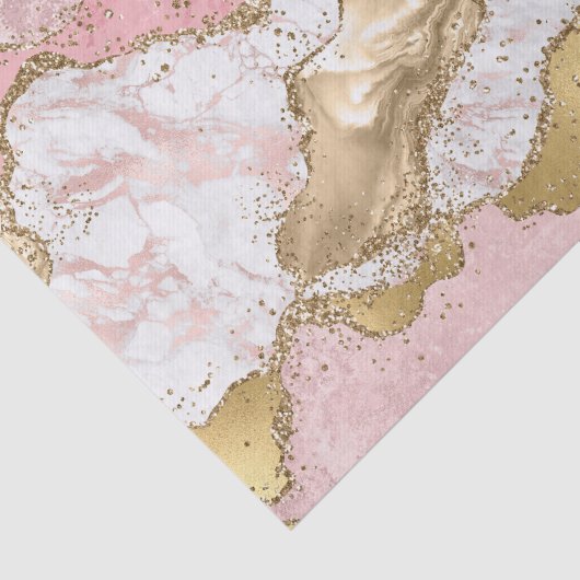 Luxe Roos Goud Roze Marmeren Ontwerp Tissuepapier (Detail)