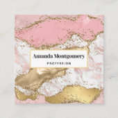 Luxe Roos Goud Roze Marmeren Ontwerp Vierkante Visitekaartje (Voorkant)