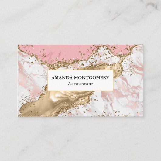 Luxe Roos Goud Roze Marmeren Ontwerp Visitekaartje (Voorkant)