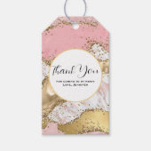 Luxe Roos Goud Roze Marmeren Partij Dank u Cadeaulabel (Voorkant)