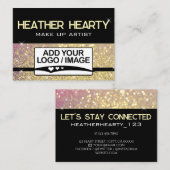 Luxe Roos Goud Roze Zwart Glitter Logo Sjabloon Visitekaartje (Voorkant / Achterkant)