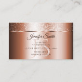 Luxe Roos Goud Sparkly Glitter en Initialen Visitekaartje (Achterkant)