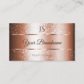Luxe Roos Goud Sparkly Glitter en Initialen Visitekaartje (Voorkant)