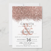 Luxe Roos Goud Wit Glitter Confetti Verloving Kaart (Voorkant)