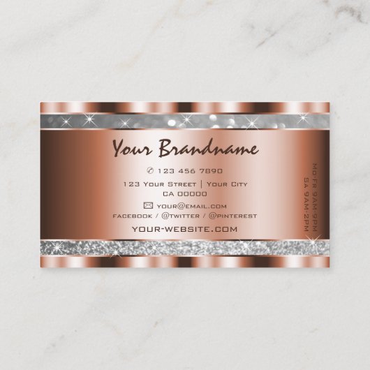 Luxe Roos Goud Zilver Glitter Sterren Elegantie Visitekaartje (Achterkant)