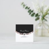 Luxe Roos Goud Zwart-Wit met Monogram Vierkante Visitekaartje (Staand voorkant)