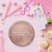 Luxe roos goudblad bruiloft papieren bordje (Feest)