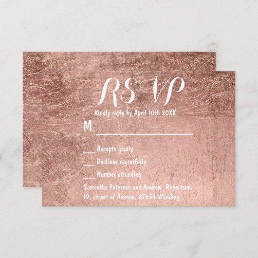 Luxe roos goudblad RSVP (Voorkant / Achterkant)