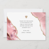 Luxe Roos Gouden Agaat Glitter Foto Bruiloft Bedankkaart (Achterkant)