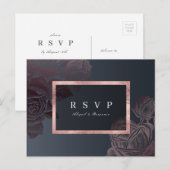 Luxe roos gouden botanische bruiloft RSVP Uitnodiging Briefkaart (Voorkant / Achterkant)
