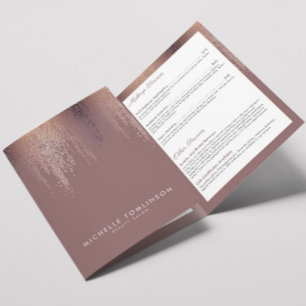 Luxe Roos Gouden Confetti Regen Patroon Brochure Drieluik Kaart