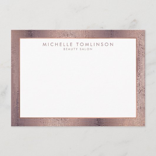 Luxe Roos Gouden Confetti Regen Patroon Platte Not Notitiekaartje (Voorkant)