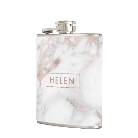 Luxe Roos-gouden Faux Marble Print Heupfles (Links)