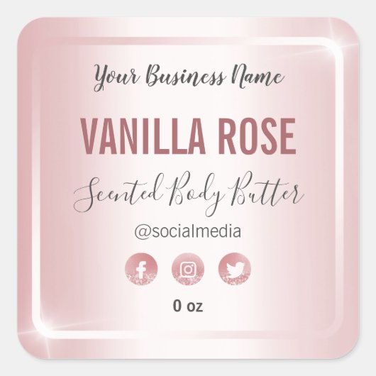 Luxe Roos Gouden Glanzende Body Butter Labels (Voorkant)