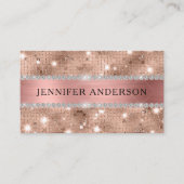 Luxe Roos Gouden Glitter Diamant Nog Eenvoudig Visitekaartje (Voorkant)