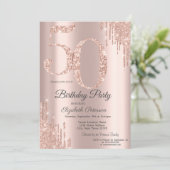 Luxe Roos Gouden Glitter Drips 50e Verjaardag Kaart (Staand voorkant)