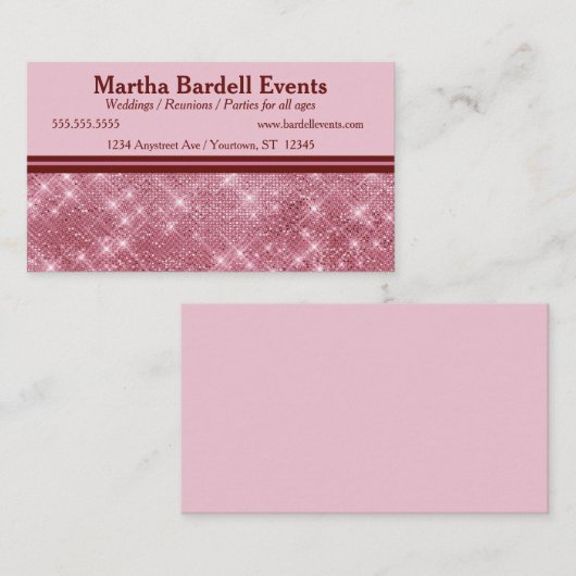 Luxe Roos Gouden Glitter Evenementen Beauty Style Visitekaartje (Voorkant / Achterkant)