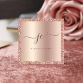 Luxe Roos Gouden Glitter & Folie Script Monogram Vierkante Visitekaartje