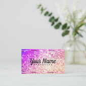 Luxe Roos Gouden Glitter Lichtgevende Sterren Eleg Visitekaartje (Staand voorkant)