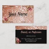 Luxe  Roos Gouden Glitter Lichtgevende Sterren Visitekaartje (Voorkant / Achterkant)