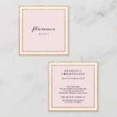 Luxe roos gouden glitter lijst blush roze en wit vierkante visitekaartje (Voorkant / Achterkant)