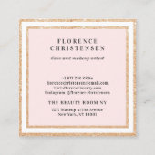Luxe roos gouden glitter lijst blush roze en wit vierkante visitekaartje (Achterkant)