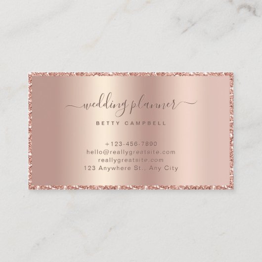 Luxe Roos Gouden Glitter Lijst Script Monogram Visitekaartje (Achterkant)