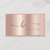 Luxe Roos Gouden Glitter Lijst Script Monogram Visitekaartje (Voorkant)