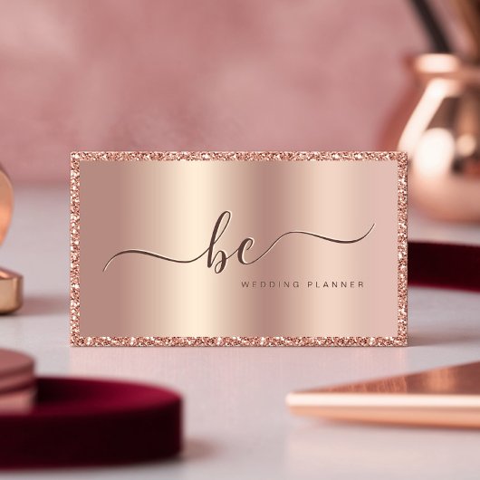 Luxe Roos Gouden Glitter Lijst Script Monogram Visitekaartje