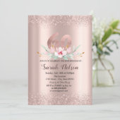 Luxe Roos Gouden Glitter Waterverf Bloem Kaart (Staand voorkant)