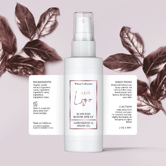 Luxe Roos gouden Logo kamer spuitfles label