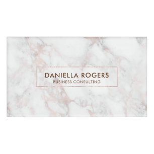 Luxe Roos-gouden marmeren steen Naambadge