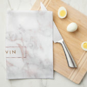 Luxe roos-gouden marmeren steen theedoek (Quarter Fold)