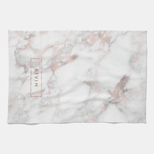 Luxe roos-gouden marmeren steen theedoek (Horizontaal)