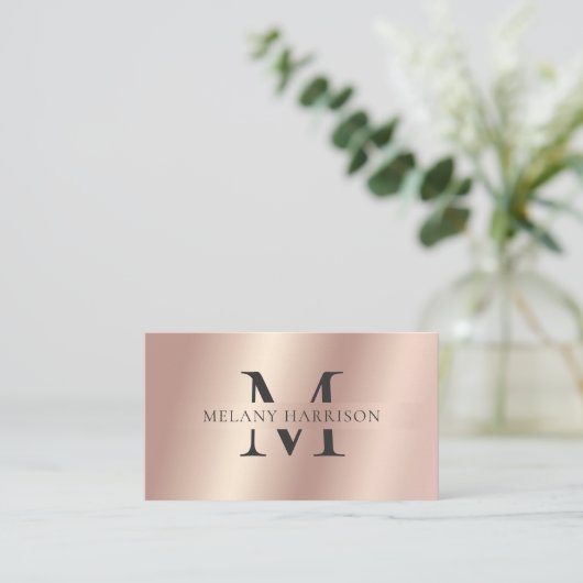 Luxe Roos Gouden Metallic Folie Elegant Visitekaartje (Staand voorkant)