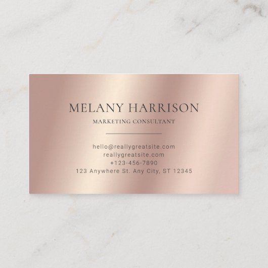 Luxe Roos Gouden Metallic Folie Elegant Visitekaartje (Achterkant)