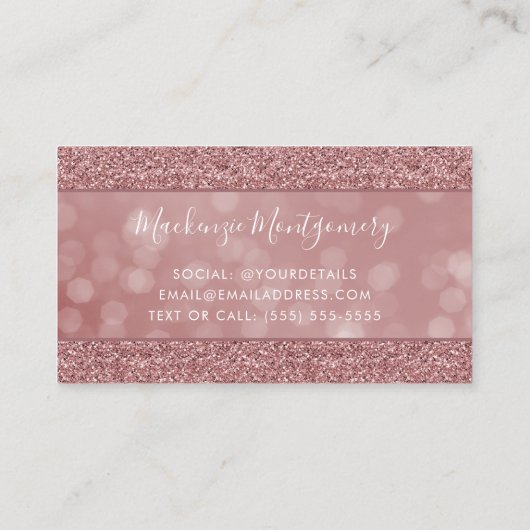 Luxe Roos Gouden Sparkle Glitter Drips Bokeh Visitekaartje (Achterkant)