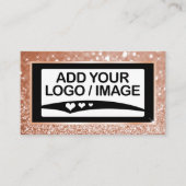 Luxe Roos Gouden Sparkle Logo Fotosjabloon Visitekaartje (Voorkant)