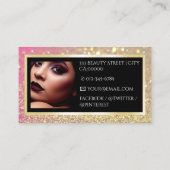 Luxe Roos Gouden Sparkle Logo Fotosjabloon Visitekaartje (Achterkant)