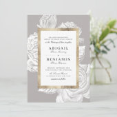 Luxe roos goudgrijs  botanische bruiloft kaart (Staand voorkant)