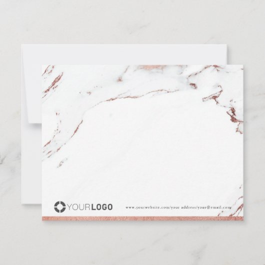 Luxe roos goudmarmer, gepersonaliseerde schrijfkun bedankkaart (Voorkant)