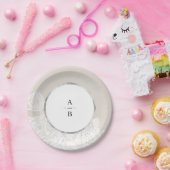 Luxe roos neutraal  monogram voor bloemetjesbruilo papieren bordje (Feest)