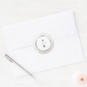 Luxe roos neutraal monogram voor bloemetjesbruilo ronde sticker (Envelop)