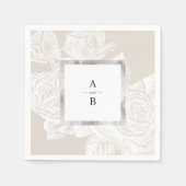Luxe roos neutraal monogram voor bloemetjesbruilo servet (Voorkant)