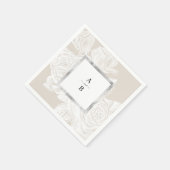 Luxe roos neutraal  monogram voor bloemetjesbruilo servet (Hoek)