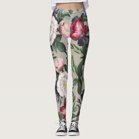 Luxe roos patroon illustratie moderne mode leggings (Voorkant)