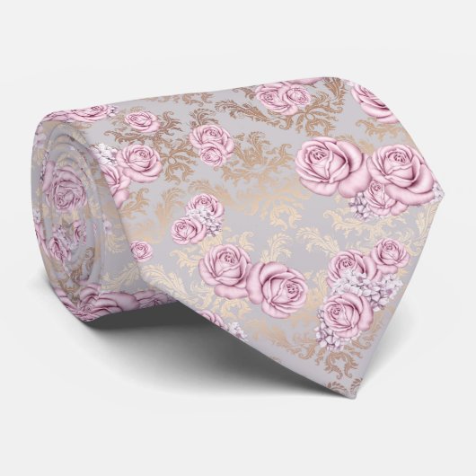 Luxe Roos Patroon Inpakpapier Stropdas (Opgerold)