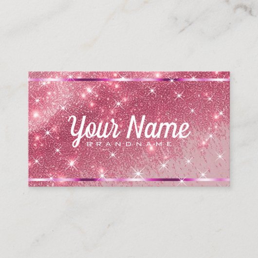 Luxe Roos Pink Glitter Sand Sparkling Stars Chic Visitekaartje (Voorkant)